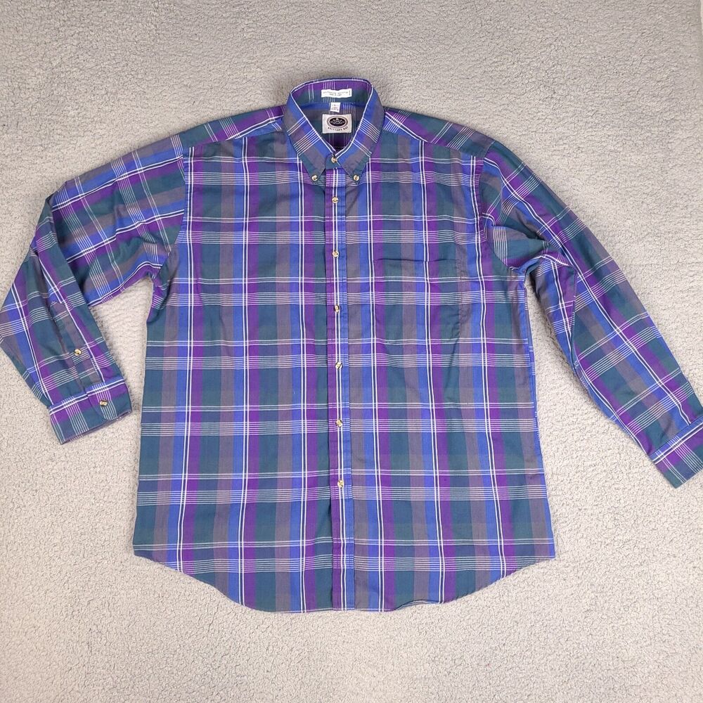 Brittany Bay Shirt Mens Large Multi Color Button‎ Down Long Sleeve Plaid Preppy
